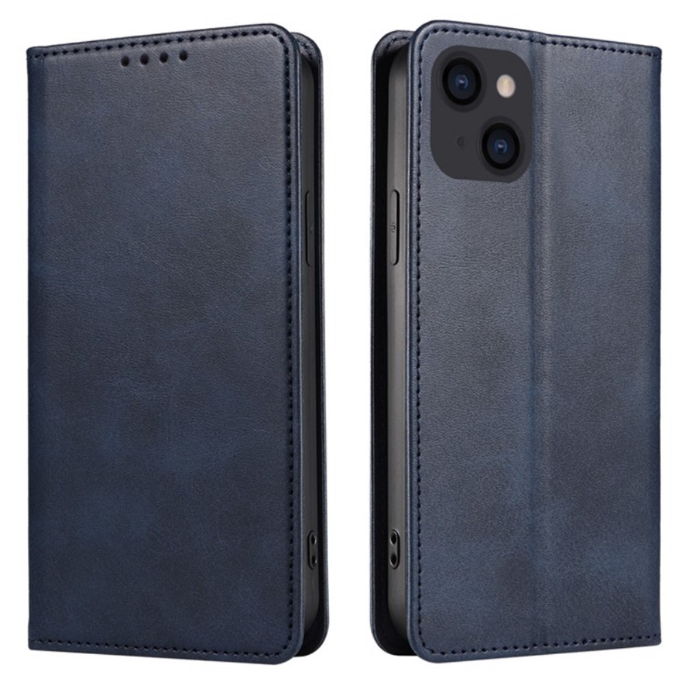  iPhone 15 Plus Fodral Flip Läder Blå
