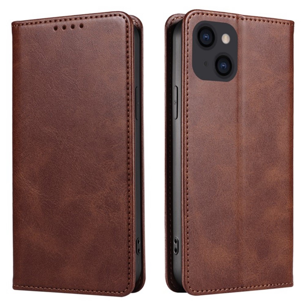 iPhone 15 Plus Fodral Flip Läder Brun