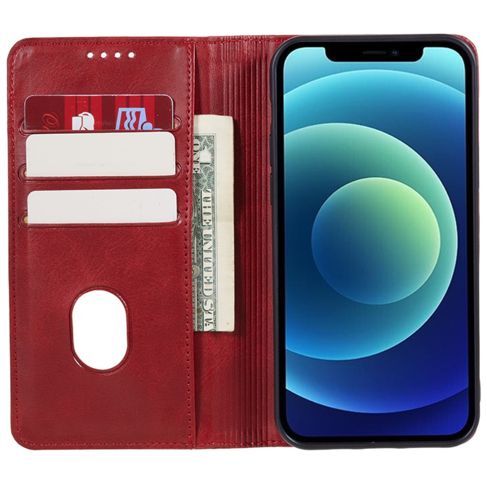  iPhone 15 Plus Fodral Flip Läder Röd