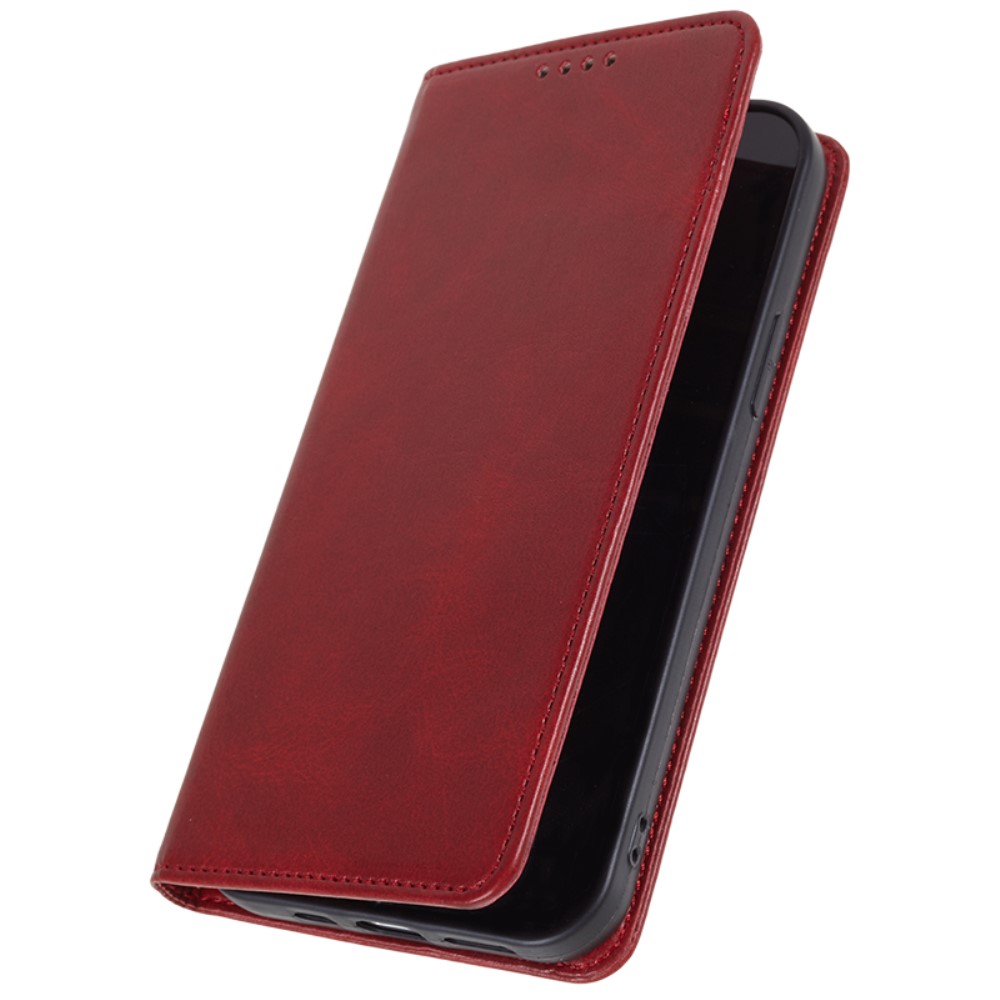  iPhone 15 Plus Fodral Flip Läder Röd