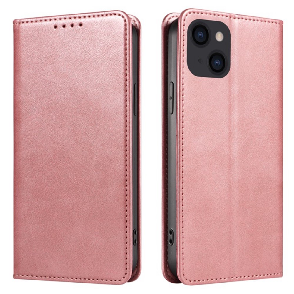  iPhone 15 Plus Fodral Flip Läder Roséguld