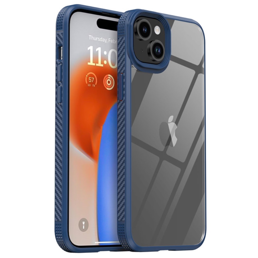 IPAKY IPAKY iPhone 15 Plus Skal Hybrid Kolfiber Anti-Slip Blå