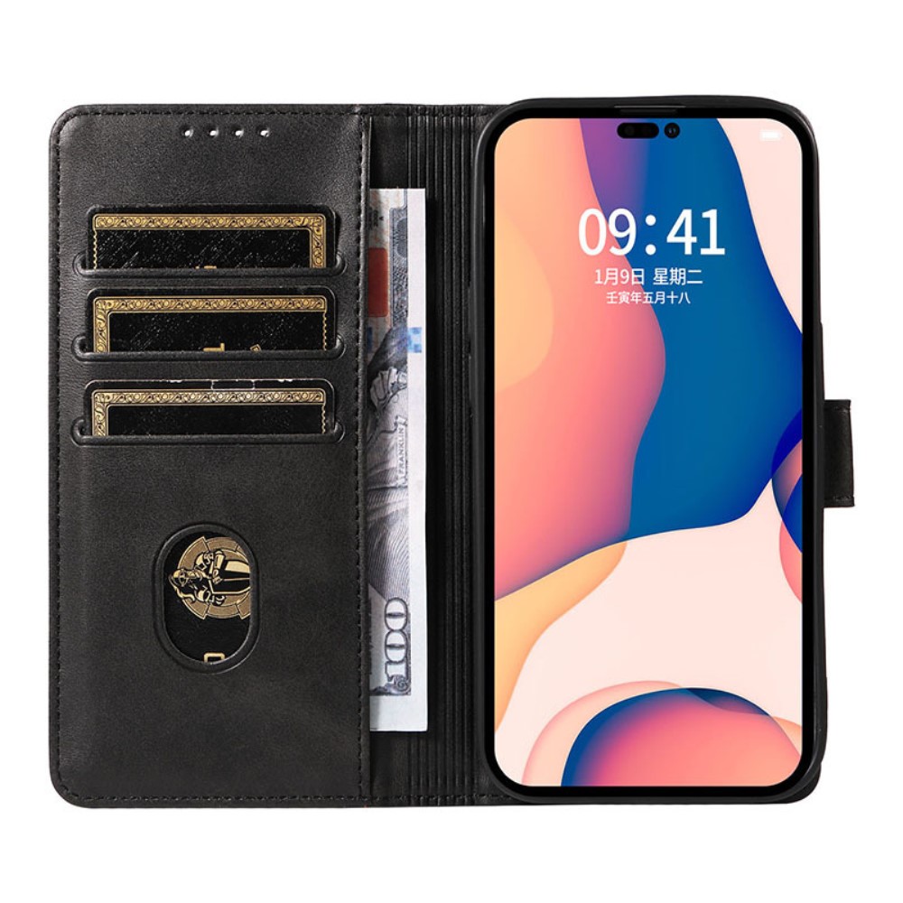  iPhone 15 Plus Fodral Läder Svart