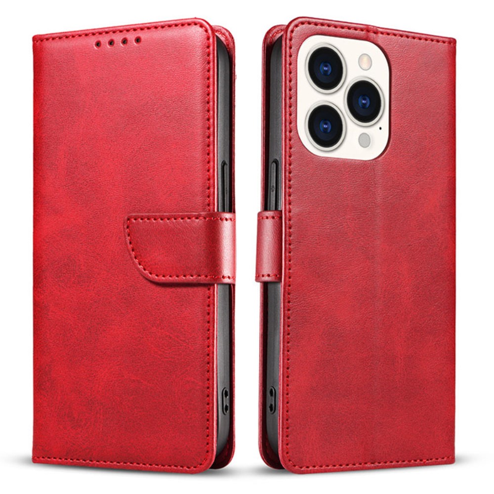  iPhone 15 Plus Fodral Läder Röd