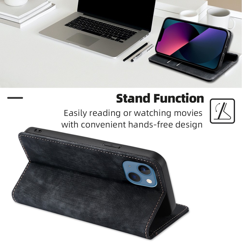  iPhone 15 Plus Fodral RFID Flip Retro Brun