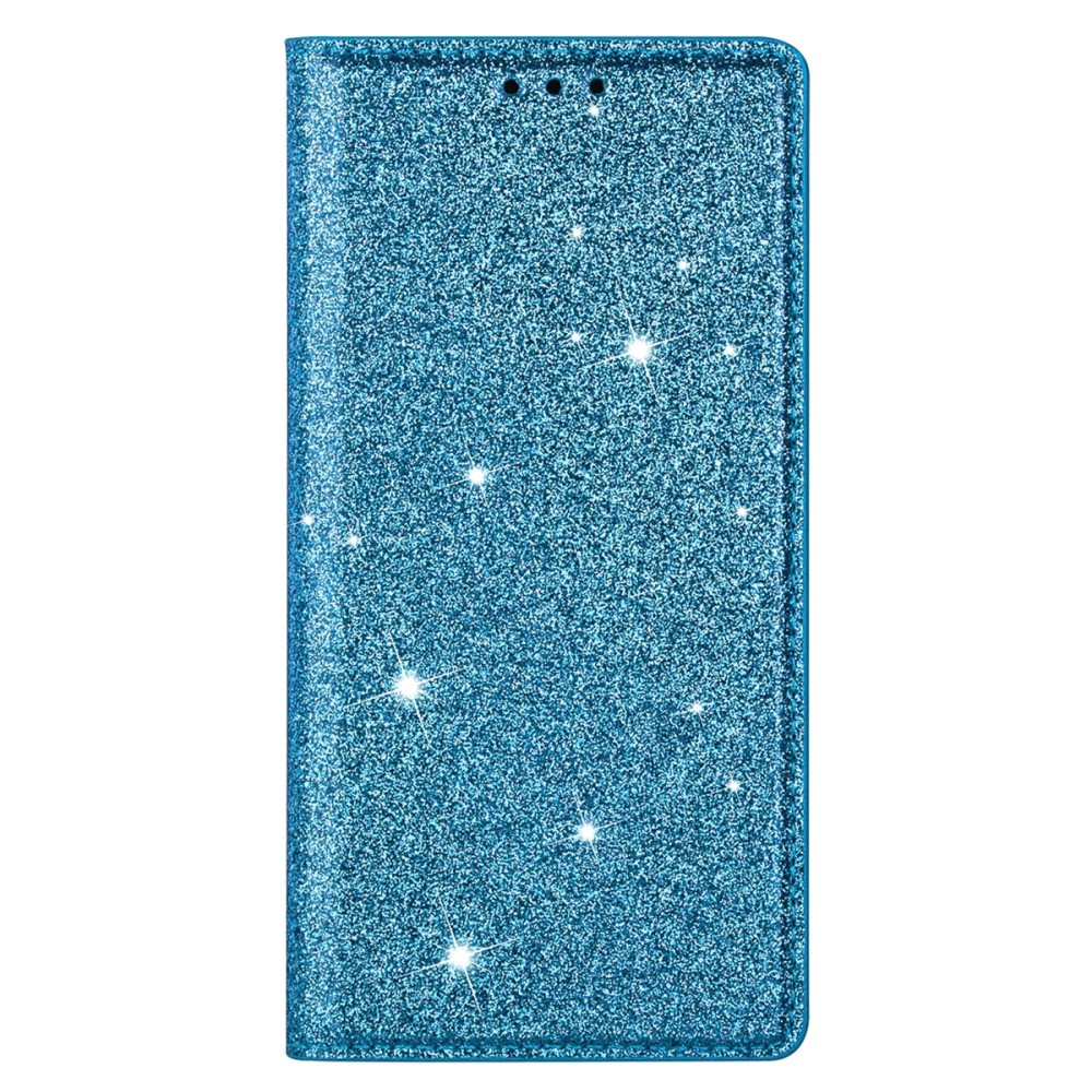  iPhone 15 Plus Fodral Flip Glitter Blå