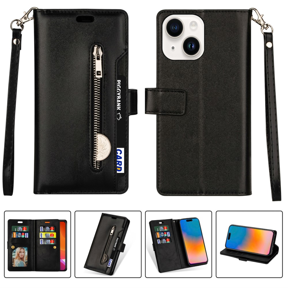  iPhone 15 Plus Multifunktionellt Fodral Svart