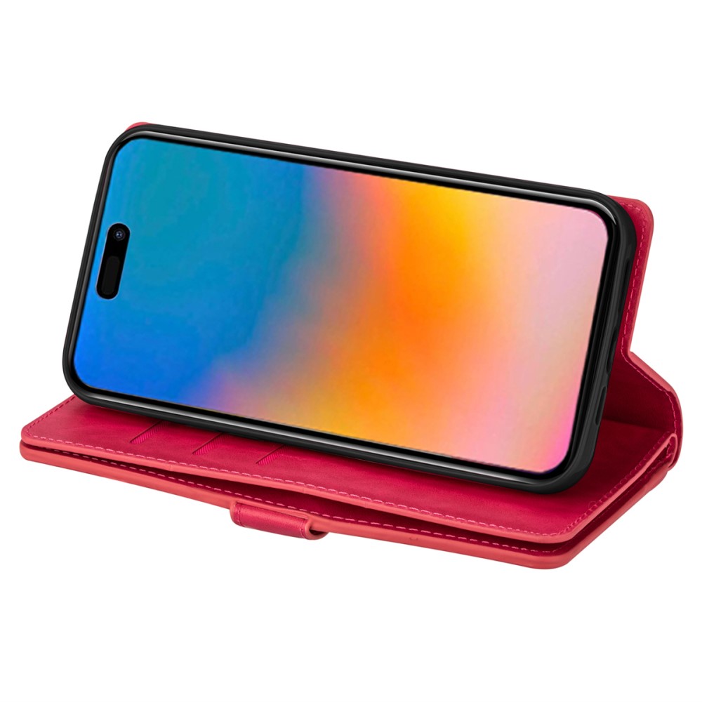  iPhone 15 Plus Multifunktionellt Fodral Röd