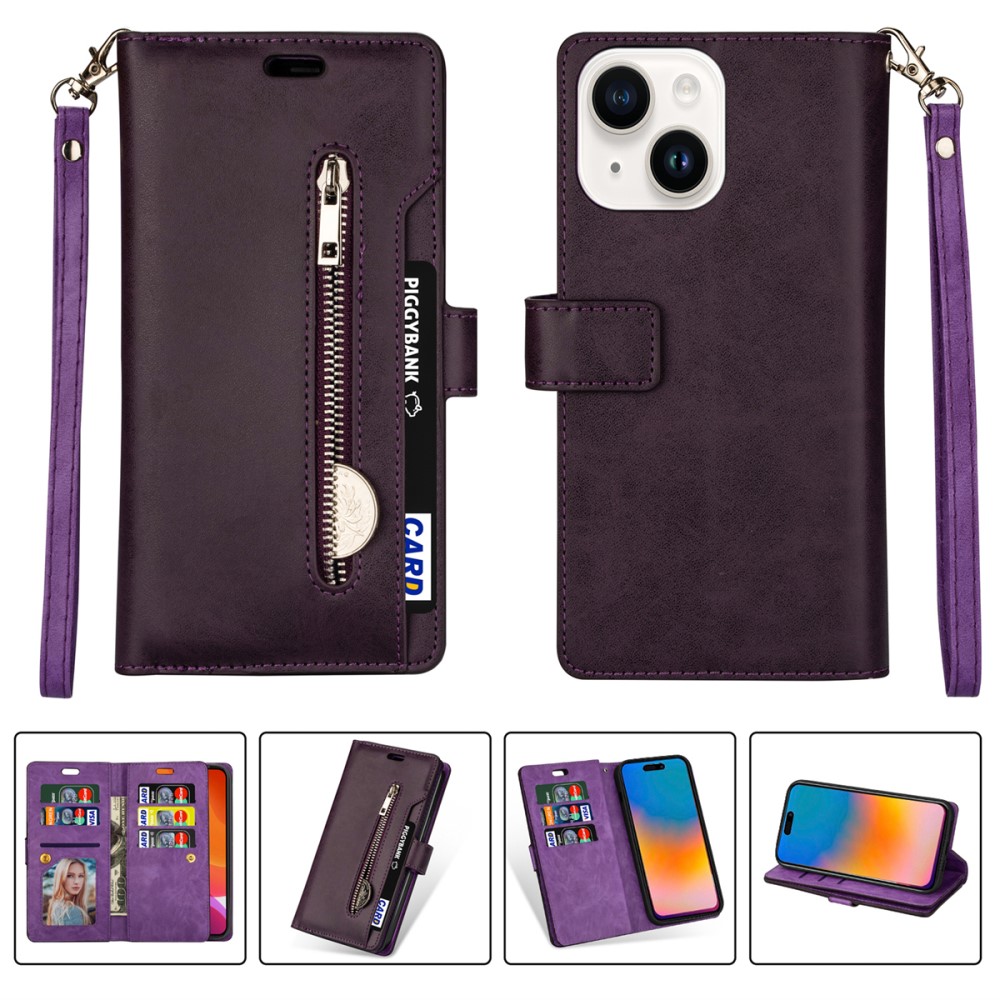  iPhone 15 Plus Multifunktionellt Fodral Lila