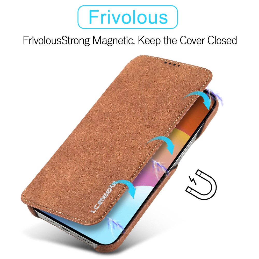 LC.IMEEKE LC.IMEEKE iPhone 15 Plus Fodral Slim Flip Ljus Brun
