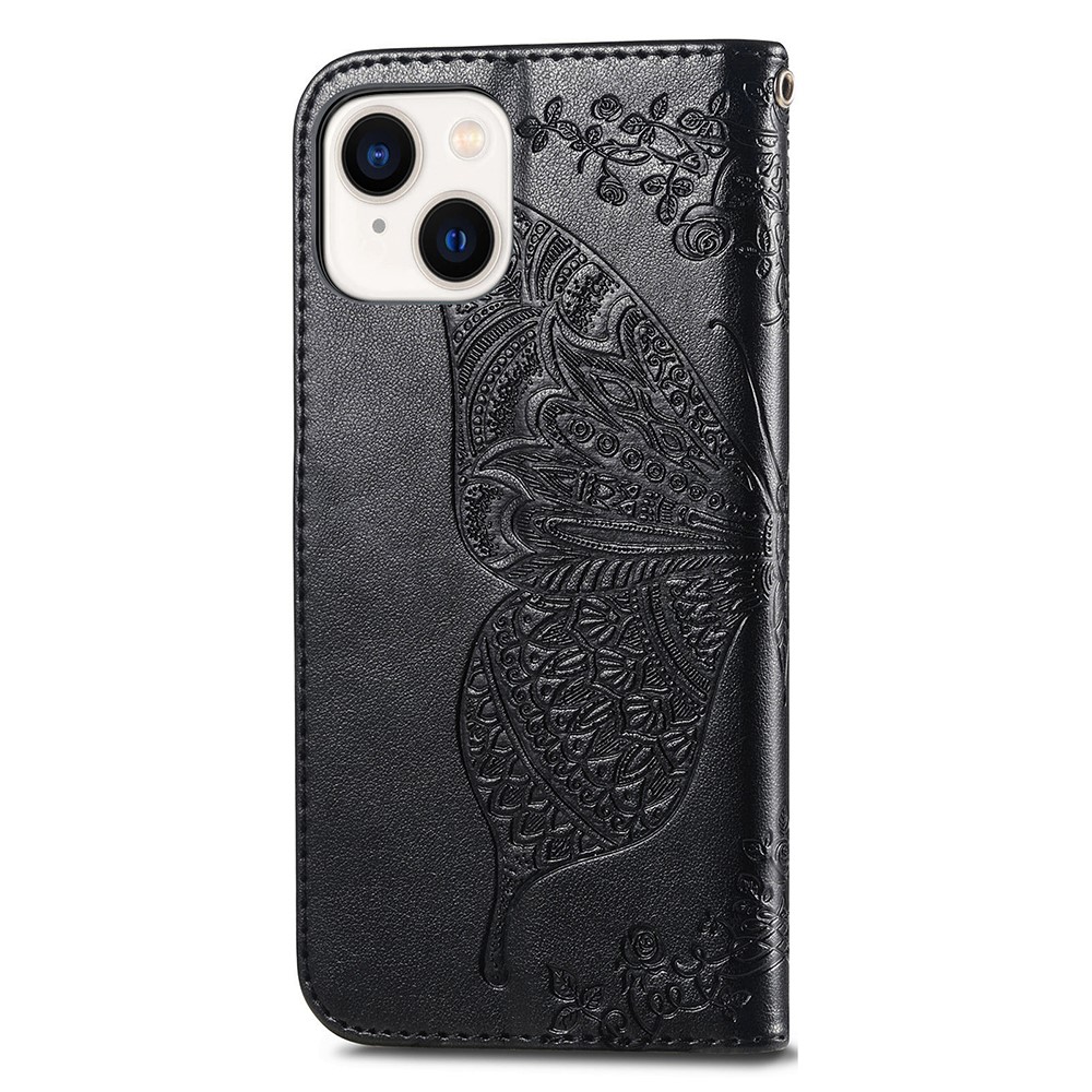  iPhone 15 Plus Fodral Med Fjäril Tryck Svart