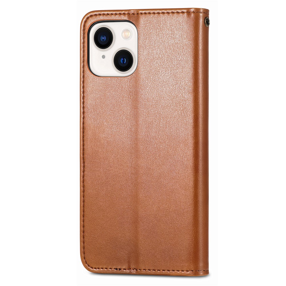  iPhone 15 Plus Fodral Läder Magnetisk Mässing Brun