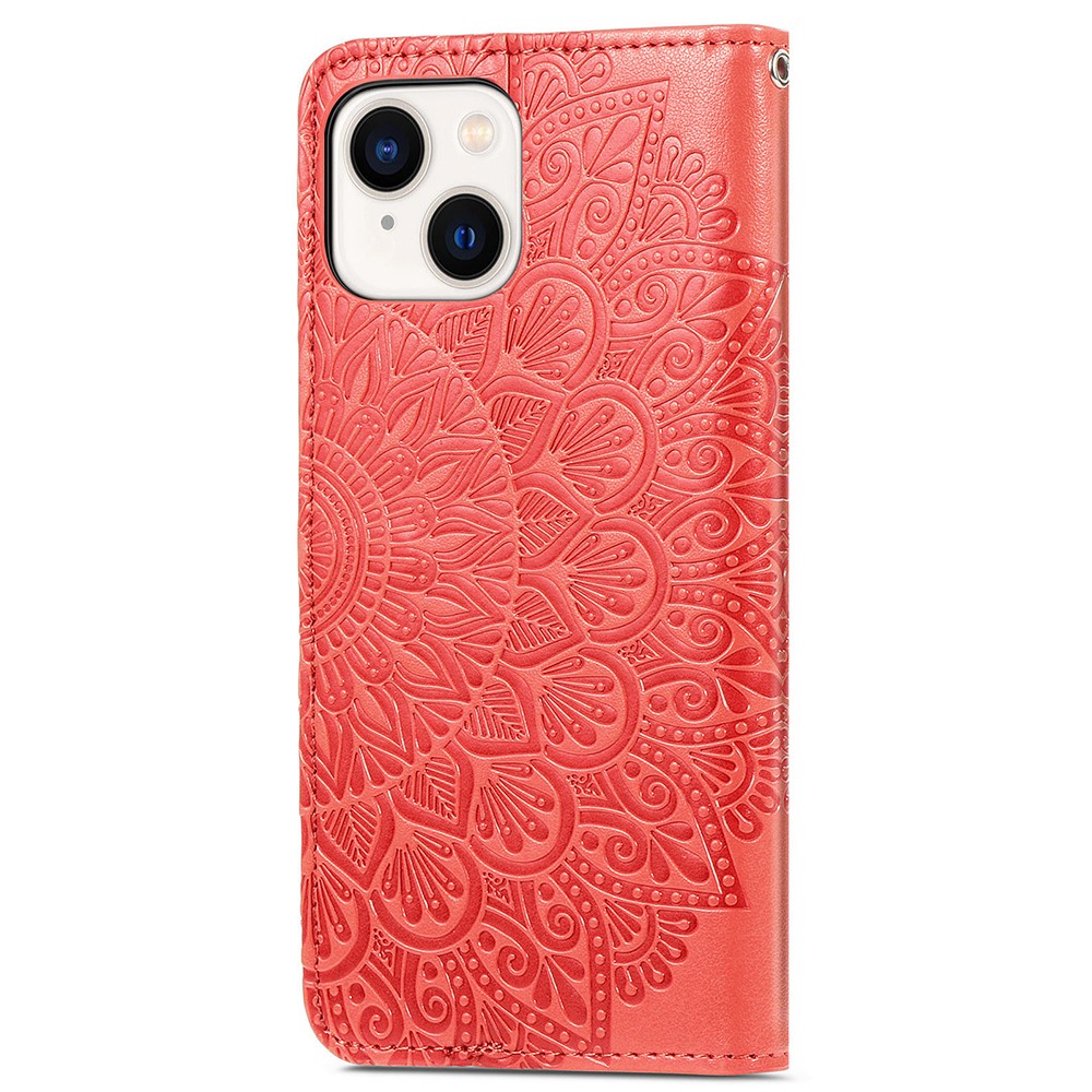 iPhone 15 Plus Fodral Läder Med Tryck Röd