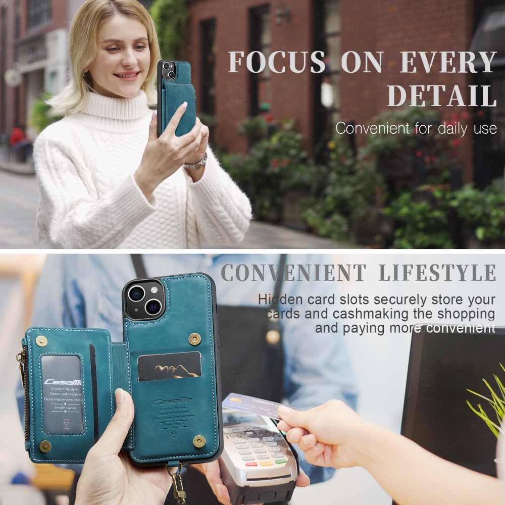 CASEME CASEME iPhone 15 Plus Skal RFID Med Plånbok Blå