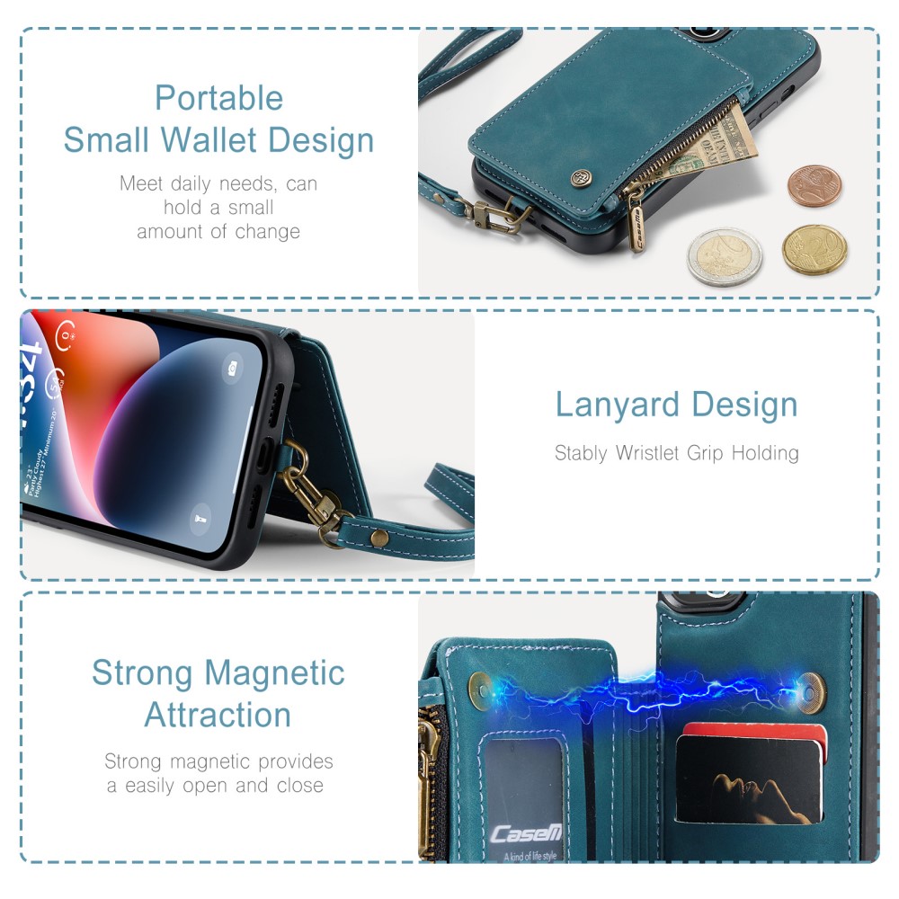 CASEME CASEME iPhone 15 Plus Skal RFID Med Plånbok Blå