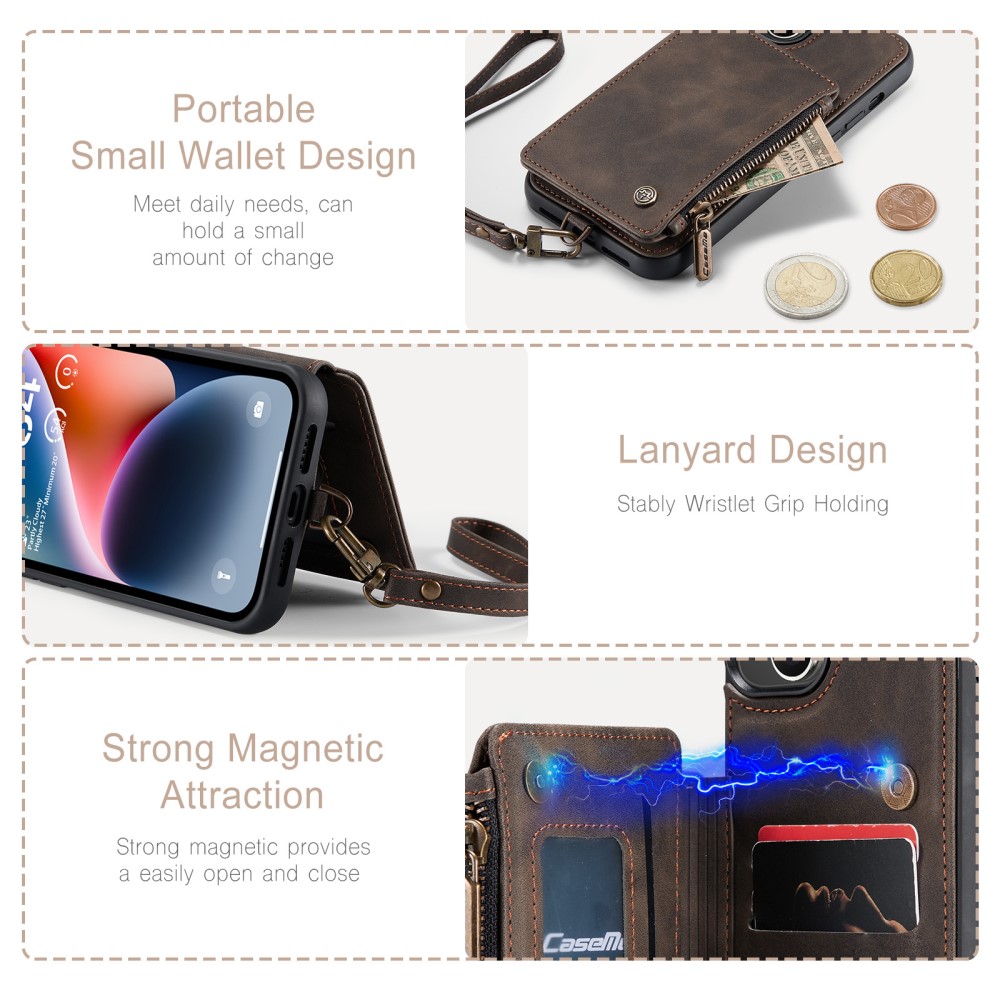 CASEME CASEME iPhone 15 Plus Skal RFID Med Plånbok Brun