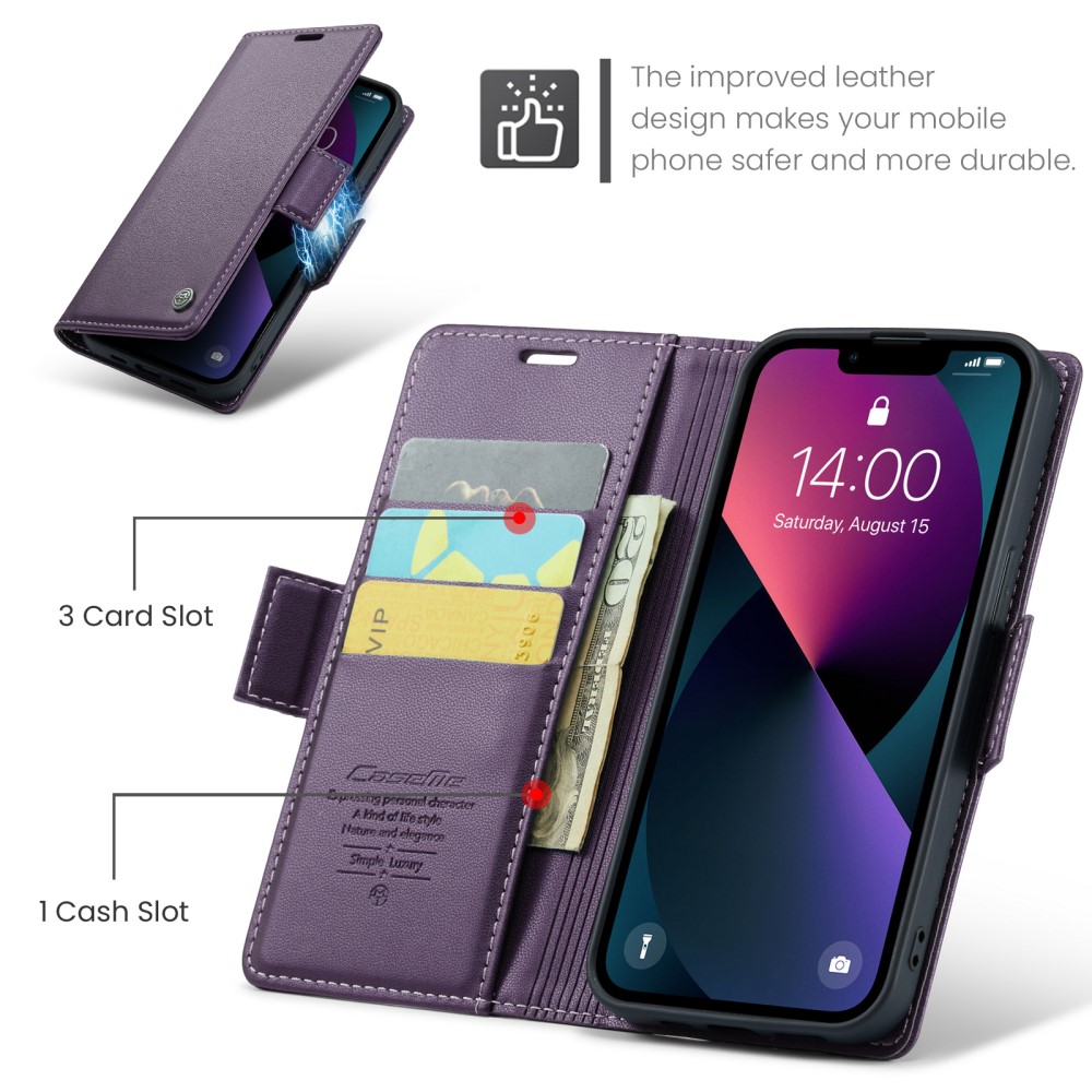CASEME CASEME iPhone 15 Plus Fodral Läder RFID Lila