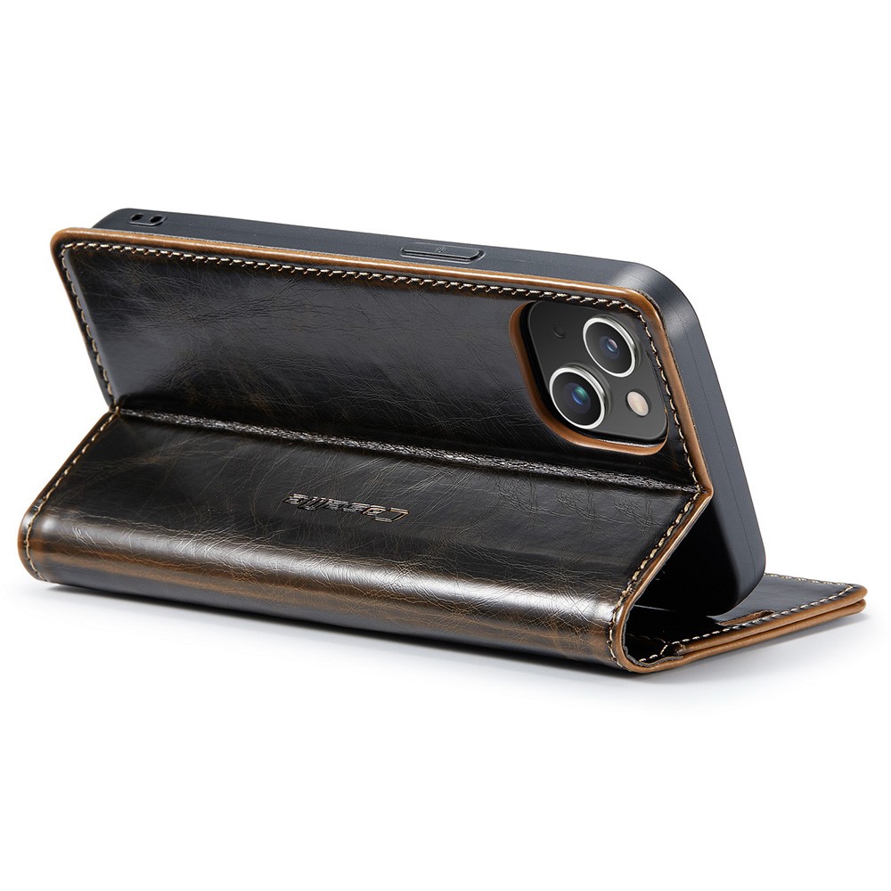 CASEME CASEME iPhone 15 Plus Fodral Oil Wax Flip Brun