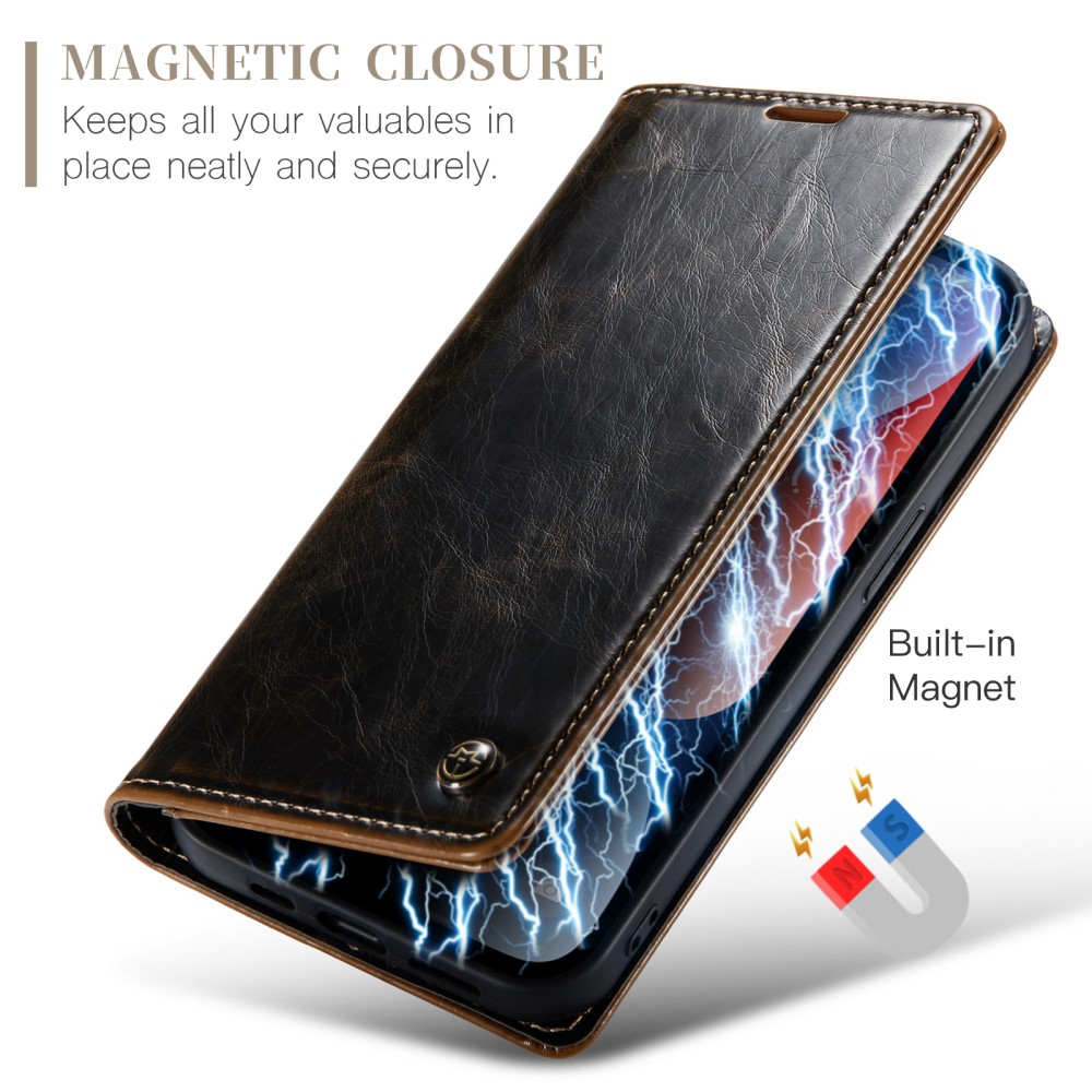 CASEME CASEME iPhone 15 Plus Fodral Oil Wax Flip Brun