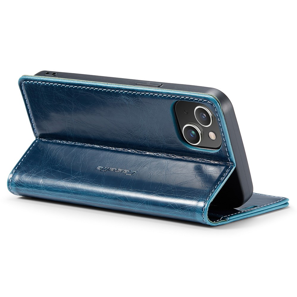 CASEME CASEME iPhone 15 Plus Fodral Oil Wax Flip Blå