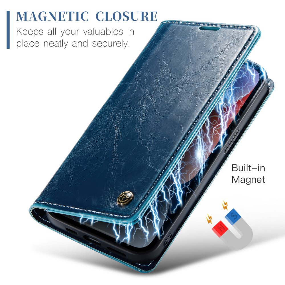 CASEME CASEME iPhone 15 Plus Fodral Oil Wax Flip Blå