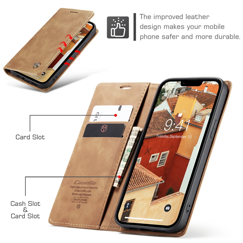 CASEME CASEME iPhone 15 Plus Fodral Flip Retro Läder Brun