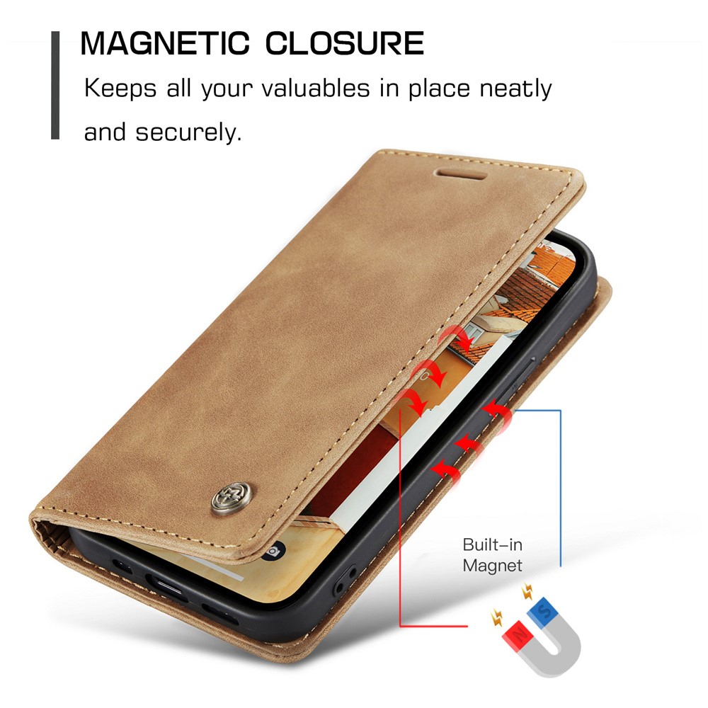 CASEME CASEME iPhone 15 Plus Fodral Flip Retro Läder Brun