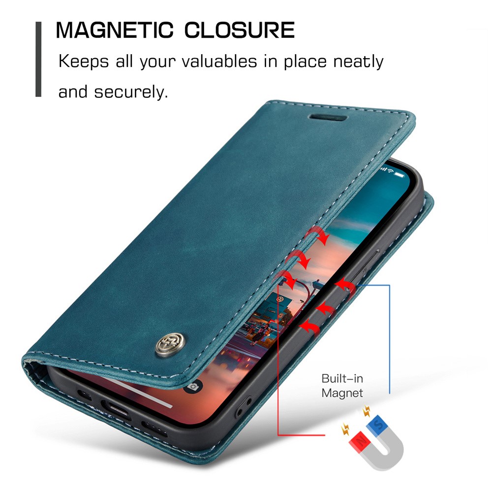 CASEME CASEME iPhone 15 Plus Fodral Flip Retro Läder Blå