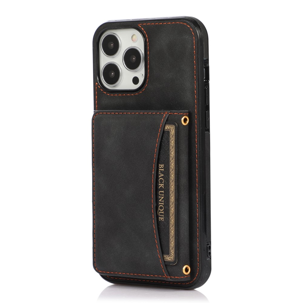  iPhone 15 Plus Skal Kickstand Med Kortfack Svart