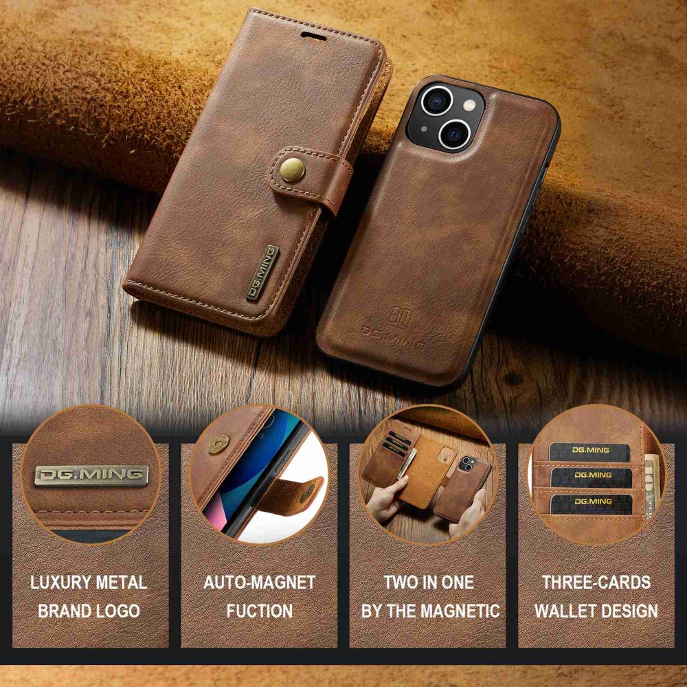 DG.MING DG.MING iPhone 15 2in1 Magnet Fodral / Skal Brun