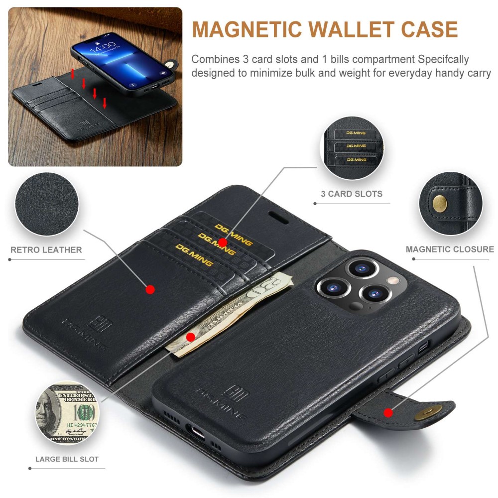 DG.MING DG.MING iPhone 15 Pro 2in1 Magnet Fodral / Skal Svart