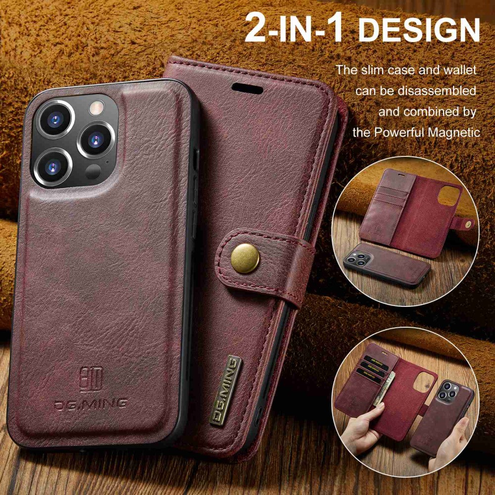 DG.MING DG.MING iPhone 15 Pro 2in1 Magnet Fodral / Skal Röd