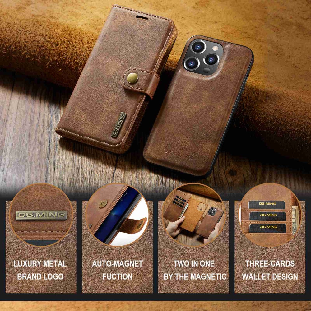 DG.MING DG.MING iPhone 15 Pro 2in1 Magnet Fodral / Skal Brun