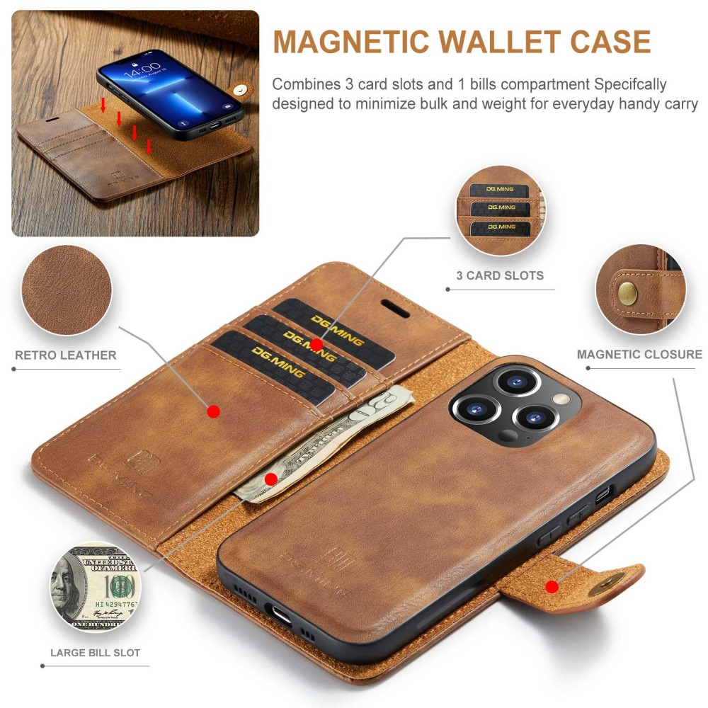 DG.MING DG.MING iPhone 15 Pro 2in1 Magnet Fodral / Skal Brun