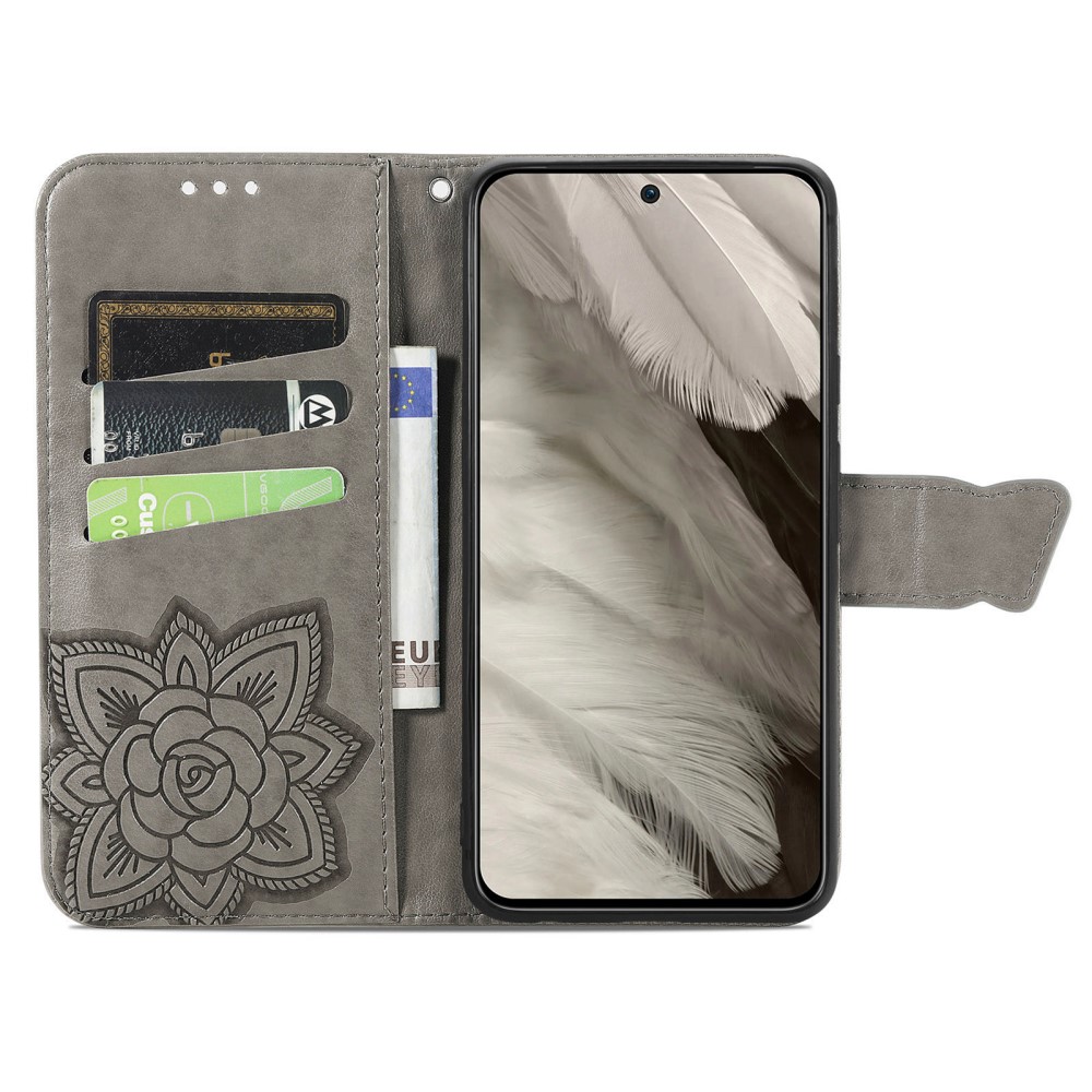  Google Pixel 8 Fodral Med Tryck Fjäril Grå