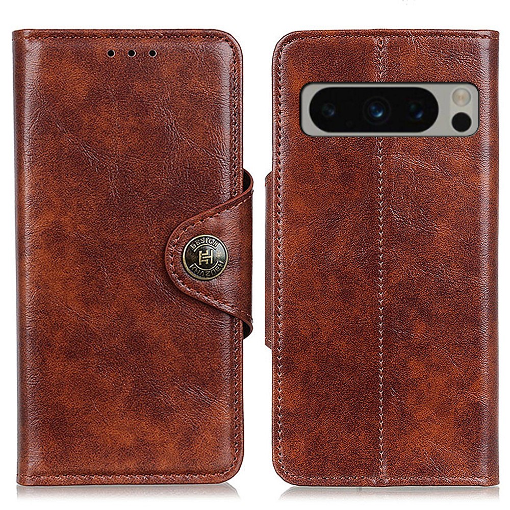 KHAZNEH KHAZNEH Google Pixel 8 Pro Fodral Med Magnetisk Mässing Brun