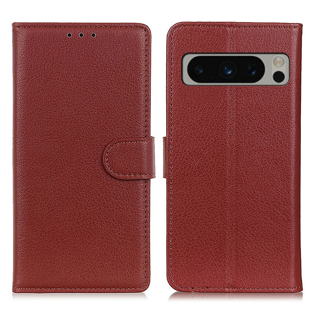  Google Pixel 8 Pro Fodral Litchi Läder Brun