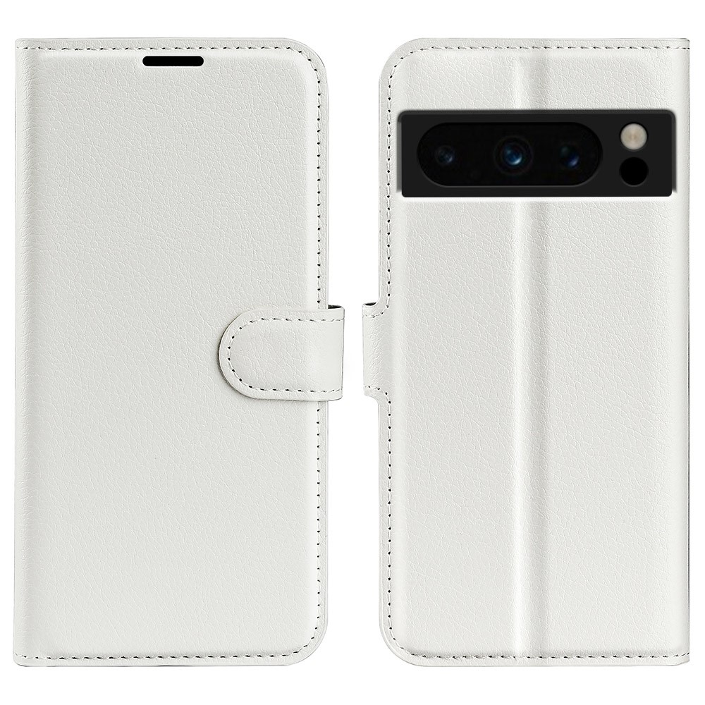  Google Pixel 8 Pro Fodral Litchi Textur Vit