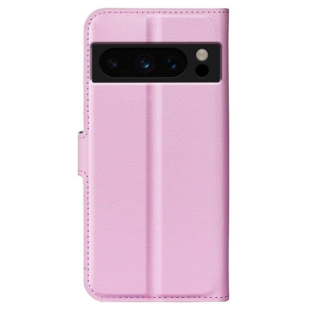  Google Pixel 8 Pro Fodral Litchi Textur Ljus Rosa