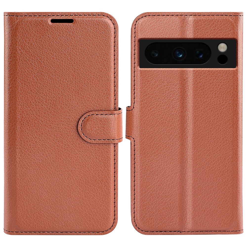  Google Pixel 8 Pro Fodral Litchi Textur Brun