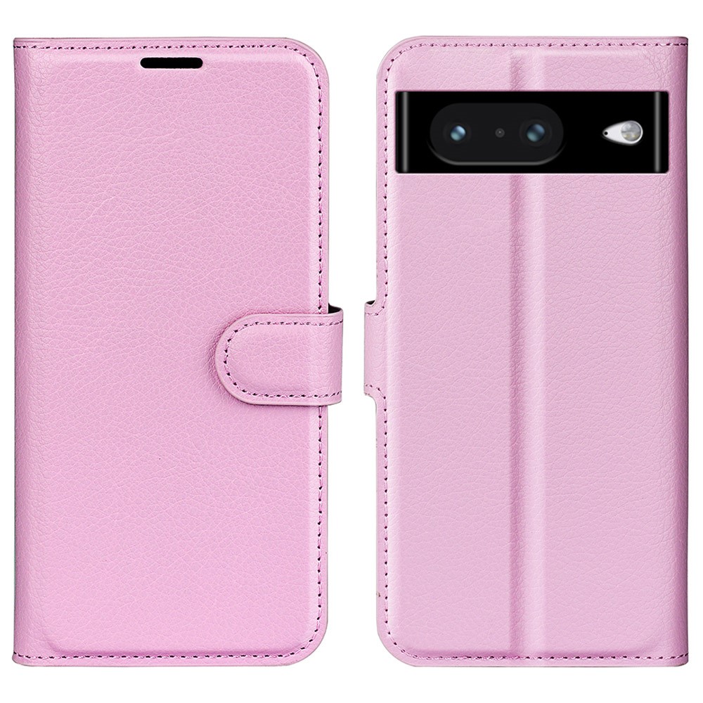  Google Pixel 8 Fodral Litchi Textur Ljus Rosa