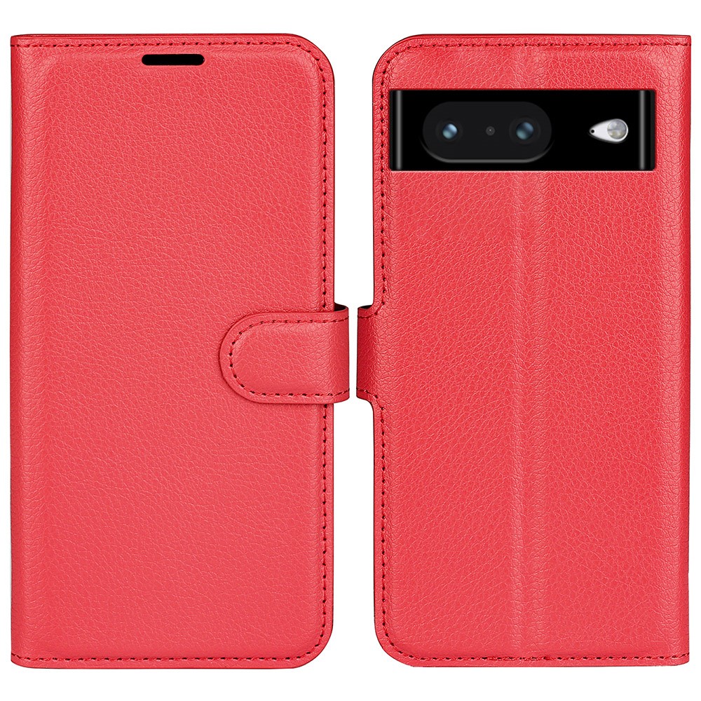  Google Pixel 8 Fodral Litchi Textur Röd