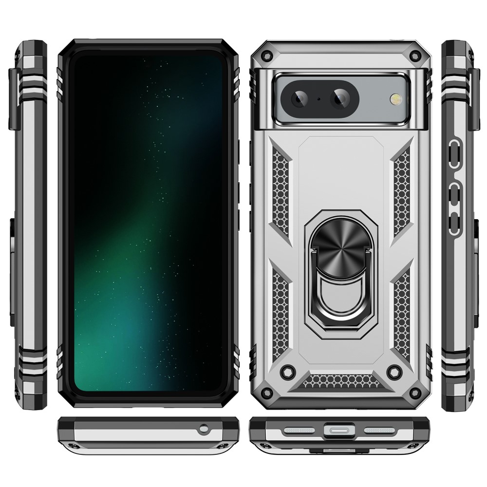  Google Pixel 8 Skal Armor Ring Hybrid Silver