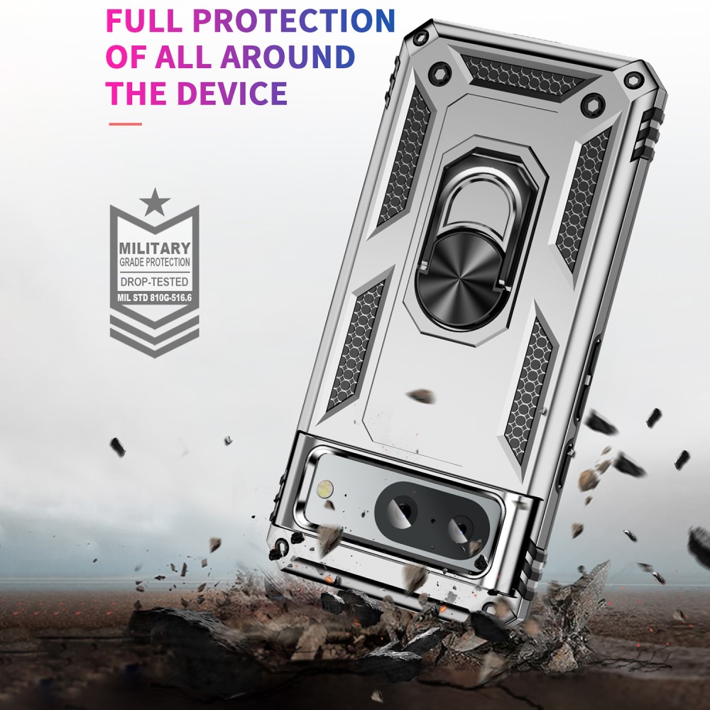  Google Pixel 8 Skal Armor Ring Hybrid Silver
