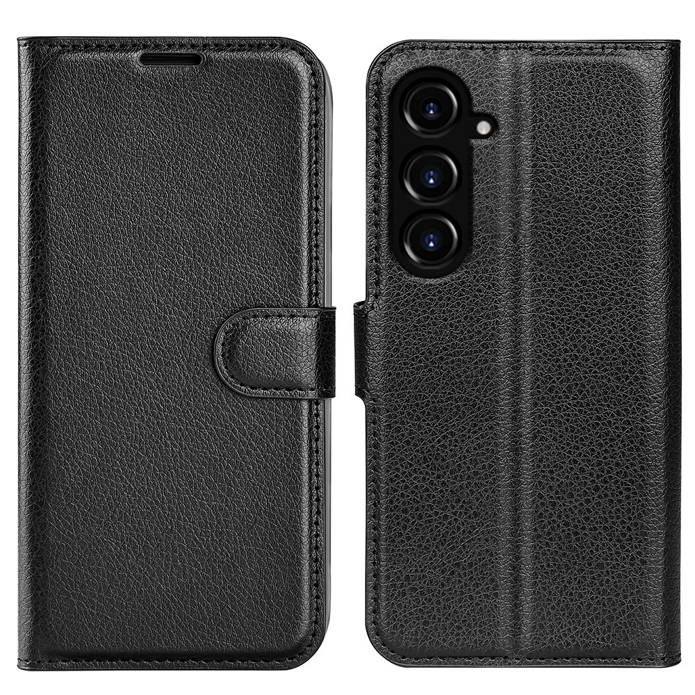  Samsung Galaxy S23 FE Fodral Litchi Textur Svart