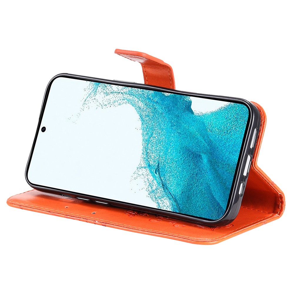 Samsung Galaxy S23 FE Fodral Tryckta Fjärilar Orange