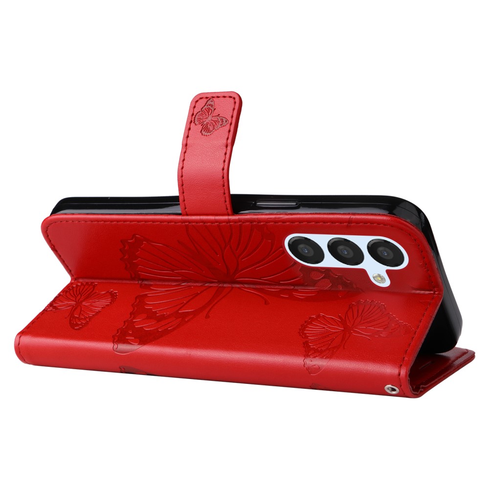  Samsung Galaxy S23 FE Fodral Tryckta Fjärilar Röd