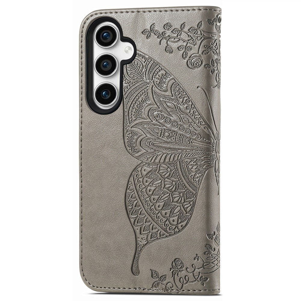  Samsung Galaxy S23 FE Fodral Fjäril Tryck Grå
