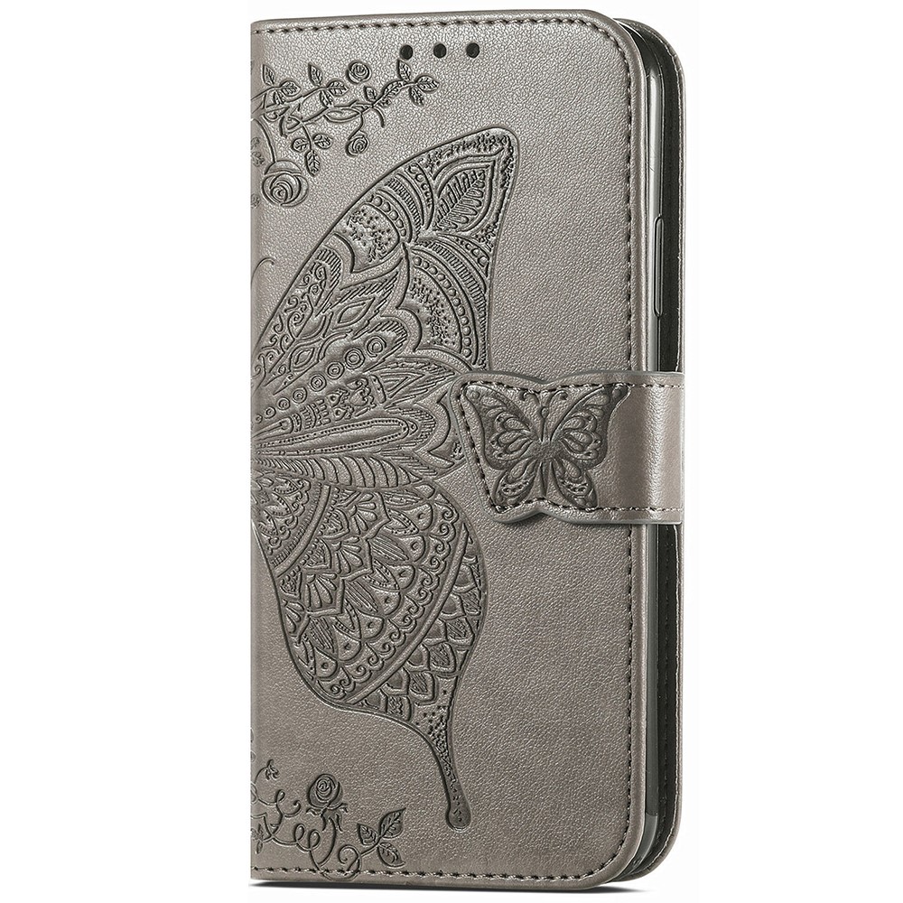 Samsung Galaxy S23 FE Fodral Fjäril Tryck Grå