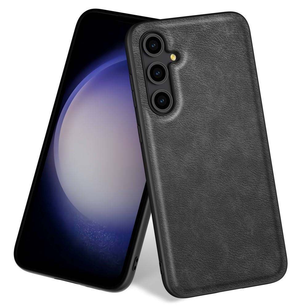  Samsung Galaxy S23 FE Skal Hybrid Retro Läder Svart